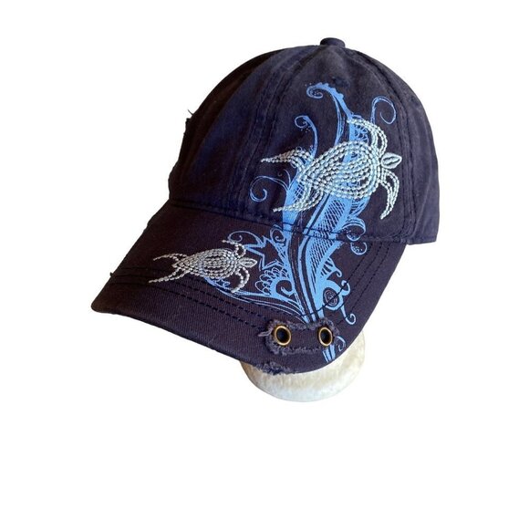 Yatchclub Blue Baseball Hat Cap Embroidered Turtle Detail Adjustable - Picture 1 of 7